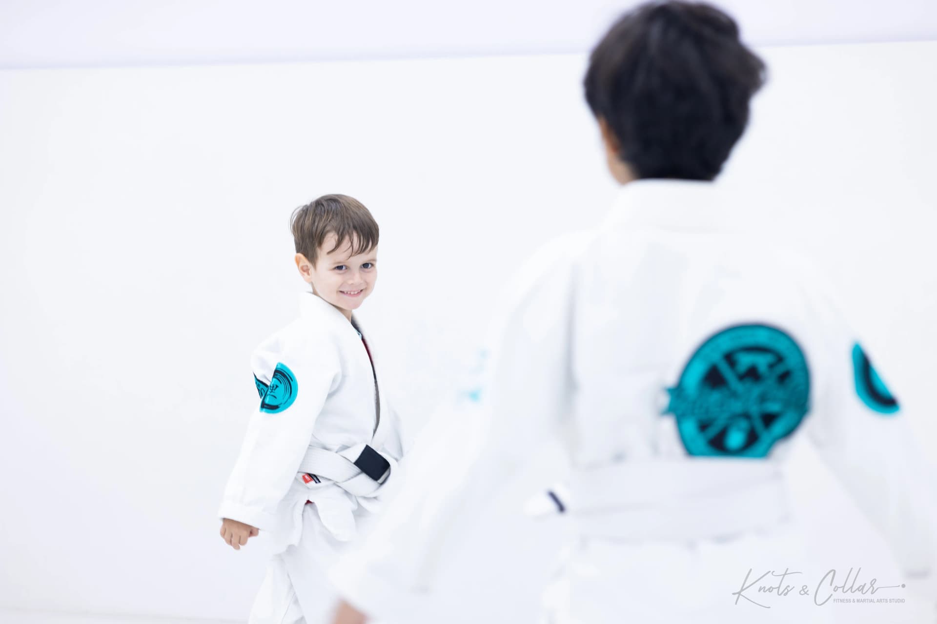 A kids jiu-jitsu class on the mats at Knots & Collar, Defence Colony, New Delhi