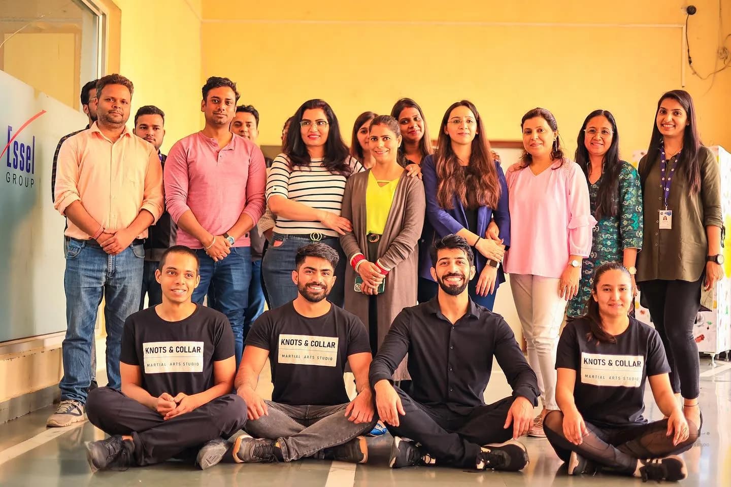 Employees and Knots & Collar instructors after an on-site corporate self-defence workshop at a company office in Delhi