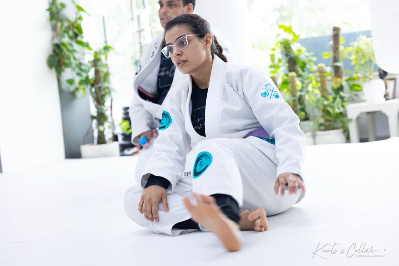 A woman at a gi jiu-jitsu class at Knots & Collar, Defence Colony, New Delhi